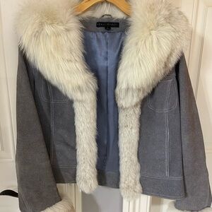 Sheri Bodell Gray Teddy Jacket with Plush Fur Collar